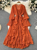 Vestido Longo Moneli Plissé