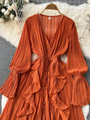 Vestido Longo Moneli Plissé